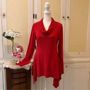 Red Boston Proper fitted cowl neck tunic